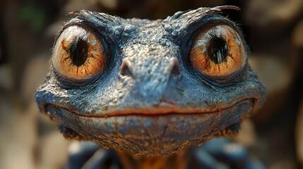 Wall Mural - Close Up Portrait of a Curious Lizard with Big Eyes