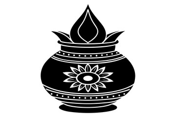 Sticker - Diwali Kalash simple silhouette vector on a white background