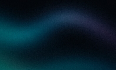 Abstract dark blue black color wave glowing grainy gradient backdrop design, copy space