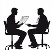 © WorkLife Images - 医者と座って説明を聞く患者 シルエットイラスト
