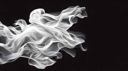 Wall Mural - A minimalist black and white stylized artwork of smoke, having fewer and thinner lines.