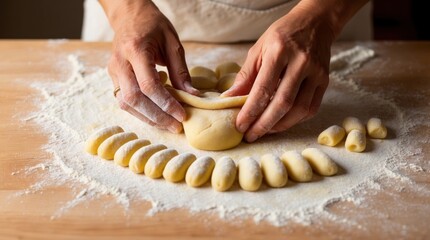 hands kneading dough