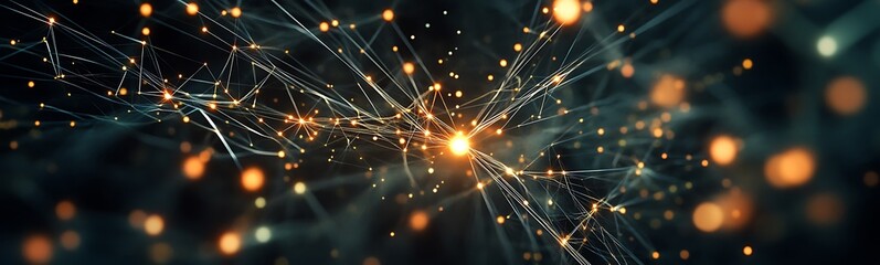 Poster - A visually stunning representation of dynamic light particles and energy connections, evoking a sense of innovation and technology.