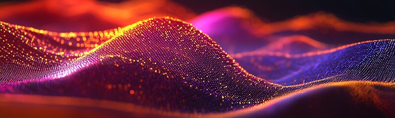 Leinwandbilder - A visually stunning representation of colorful, illuminated waves, creating a dynamic, abstract landscape with a mesmerizing glow.