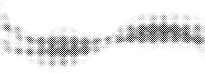 comic halftone wave background. dotted curved flow wallpaper. abstract textured fluid backdrop. blac
