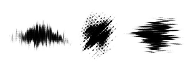 glitch halftone line element set. dotted texture geometric form collection. grunge abstract comic po
