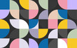 © pixel.99 - Scandinavian abstract color swiss geometric shape seamless pattern squares circles clean shape mordern creative style vector texture dark background fabric textile paper print