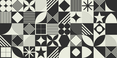 Geomatric shape seamless pattern vintage retro style creative texture background 70s 80s 90s halftone abstract circle repeatable grid
