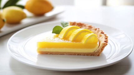 A delicious citrus dessert pie featuring fresh yuzu slices. The bright colors and elegant presentation make it a perfect treat for any occasion.