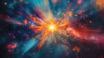 Wall Mural - a captivating cosmic scene with a radiant nebula at its center, surrounded by glittering galaxies. t