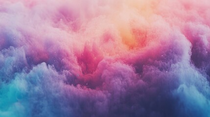 Wall Mural - a colorful neon square floats amid swirling pastel clouds, capturing the beauty of twilight with a m