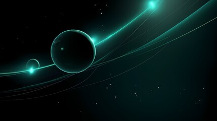 Wall Mural - digital technology blue green universe planet illustration poster background