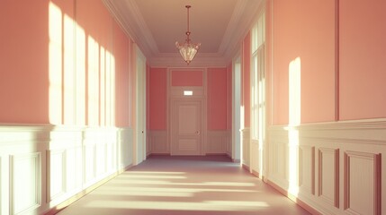 Aufkleber - Soft Light in Elegant Pink Hallway Interior