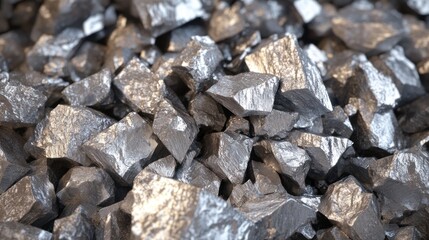 Close-up of shiny metallic rock fragments, likely indicating mineral resources.