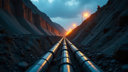 A tunnel with a long pipe running through it