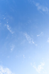 Wall Mural - beautiful blue sky and white fluffy group of clouds with sunrise in the morning, natural background