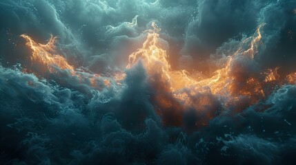 Wall Mural - abstract cosmic fire and clouds - glowing nebula