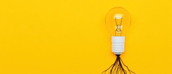 Lightbulb with Roots, Symbolizing Growth, Innovation, and New Ideas