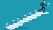 © Diegeme - Businessman climbing up a success ladder