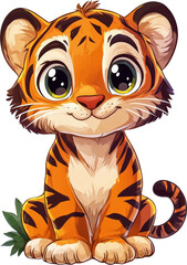 Sticker - Cute tiger cub cartoon