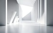 © Monirknn - Empty white room with geometric structure, 3d rendering, Generative Ai