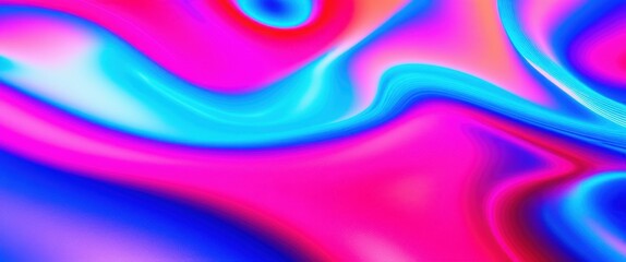 Abstract fluid shapes, vibrant neon colors, holographic effect, liquid metal texture, psychedelic swirls, electric blue and hot pink gradients, futuristic design, smooth curves, iridescent glow, dynam