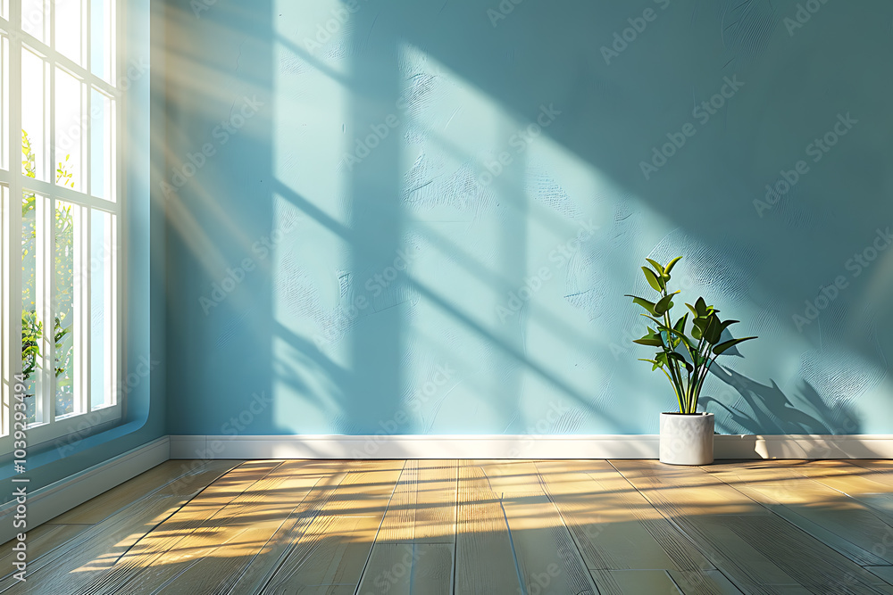 Sun Rays In Room Sunlight streams through a window into a bright, empty room with a ...