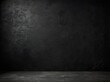 © Fukuro - Rough black wall texture background with dark concrete floor creating an old grunge appearance