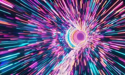 Wall Mural - Abstract background with a glowing light tunnel in pink and blue colors.