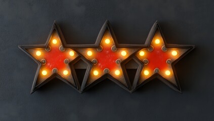 Wall Mural - decorative red star lights on a dark background illuminate a stylish setting
