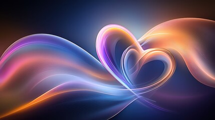 Wall Mural - abstract heart shapes intertwined, set against a dark background with vibrant color highlights.