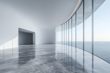 Wall Mural - Modern minimalist building interior space and white floor