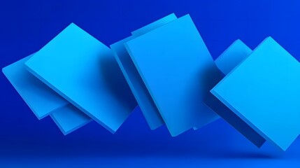 Wall Mural - Abstract 3d render, background design with blue squares