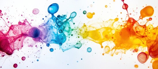 Wall Mural - abstract colorful paint splatter on white background.