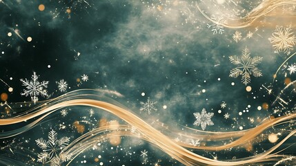 Festive winter design with soft swirls, snowflakes, and a touch of gold for a modern look