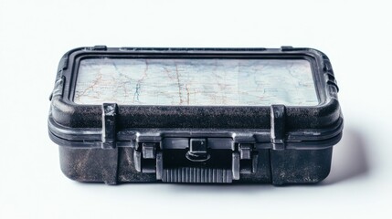 waterproof map case with transparent cover and durable plastic construction isolated on a white back