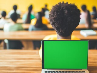 Poster - Virtual Learning Concept with Laptop in Classroom Setting