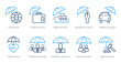 © popcornarts - A set of 10 Insurance icons as cyber fraud, travel insurance, cargo insurance