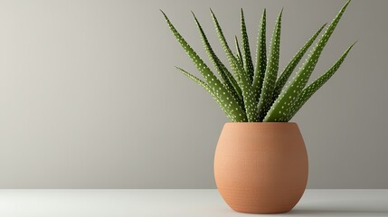 Canvas Print - Potted succulent with spiky green leaves.