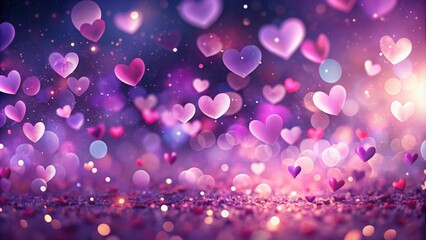 Sticker - Aesthetic Valentine Background with Hearts and Confetti, Bokeh Effect in Pink and Purple, Dreamy Abstract 4K Background for Romantic Settings and Celebrations