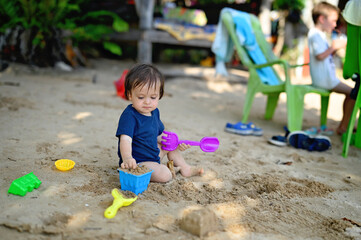 Kids built sand castle