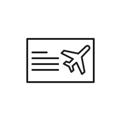 Plane Ticket icon Thin line art isolated