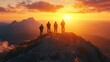 © Liliia - A group of four people are standing on a mountain peak