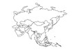 © K - Asia map Outline, Linear Doodle Drawing. for website layouts,background,education, precise,customizable,Travel worldwide,map silhouette backdrop,earth geography, political,reports.