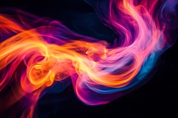 Wall Mural - Vibrant swirls of color dance across a dark backdrop. This abstract image captures the essence of movement. Perfect for creative projects or backgrounds. Generative AI