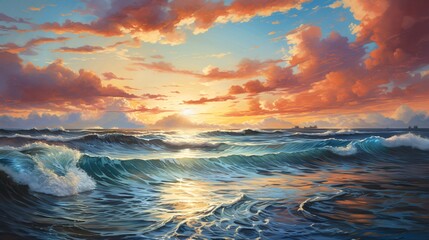 Wall Mural - the last rays of the sun illuminating the sea and sky in brilliant colors