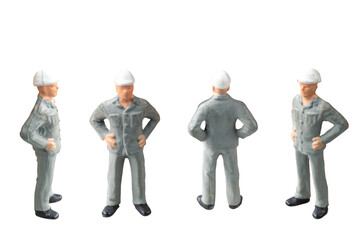 Wall Mural - Miniature construction worker  isolate on white background with clipping path