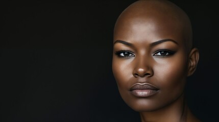 Canvas Print - A woman with a bald head and dark skin