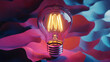 © john - A glowing light bulb is set against a colorful, layered background, capturing creativity and innovation in a visually striking way.