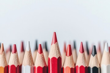 Close-up of Sharpened Colored Pencils in a Row